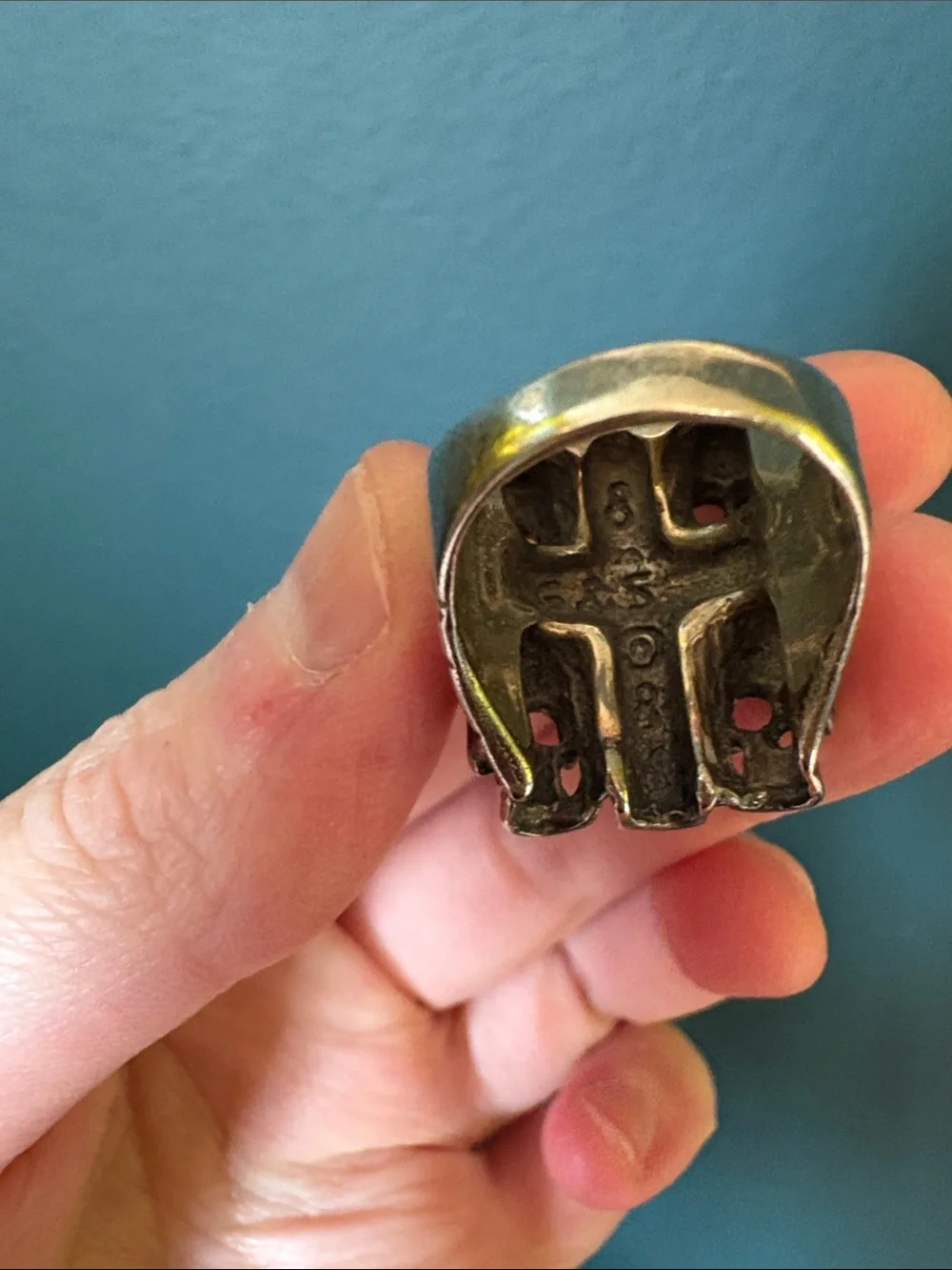 Vintage G&S Silver Skull and Cross Ring